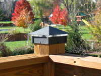 Smooth Black Wrinkle Post Cap / Deck Lights on a 6x6 post.