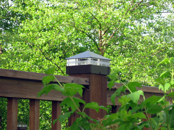 Custom Roman bronze deck lights / lighted post caps.