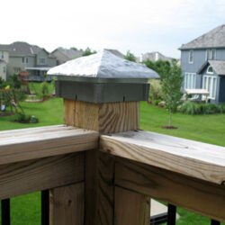Hammered Silver Vein Deck Light / Lighted Post Cap.