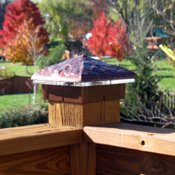 Hammered Copper Vein Deck Light / Lighted Post Cap.