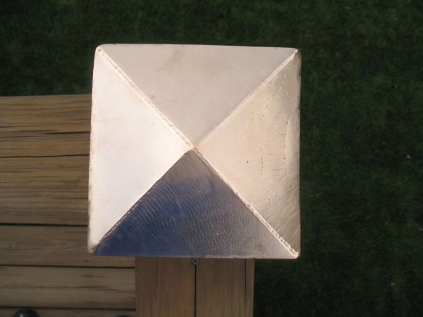 Polished copper deck lights / lighted post caps.